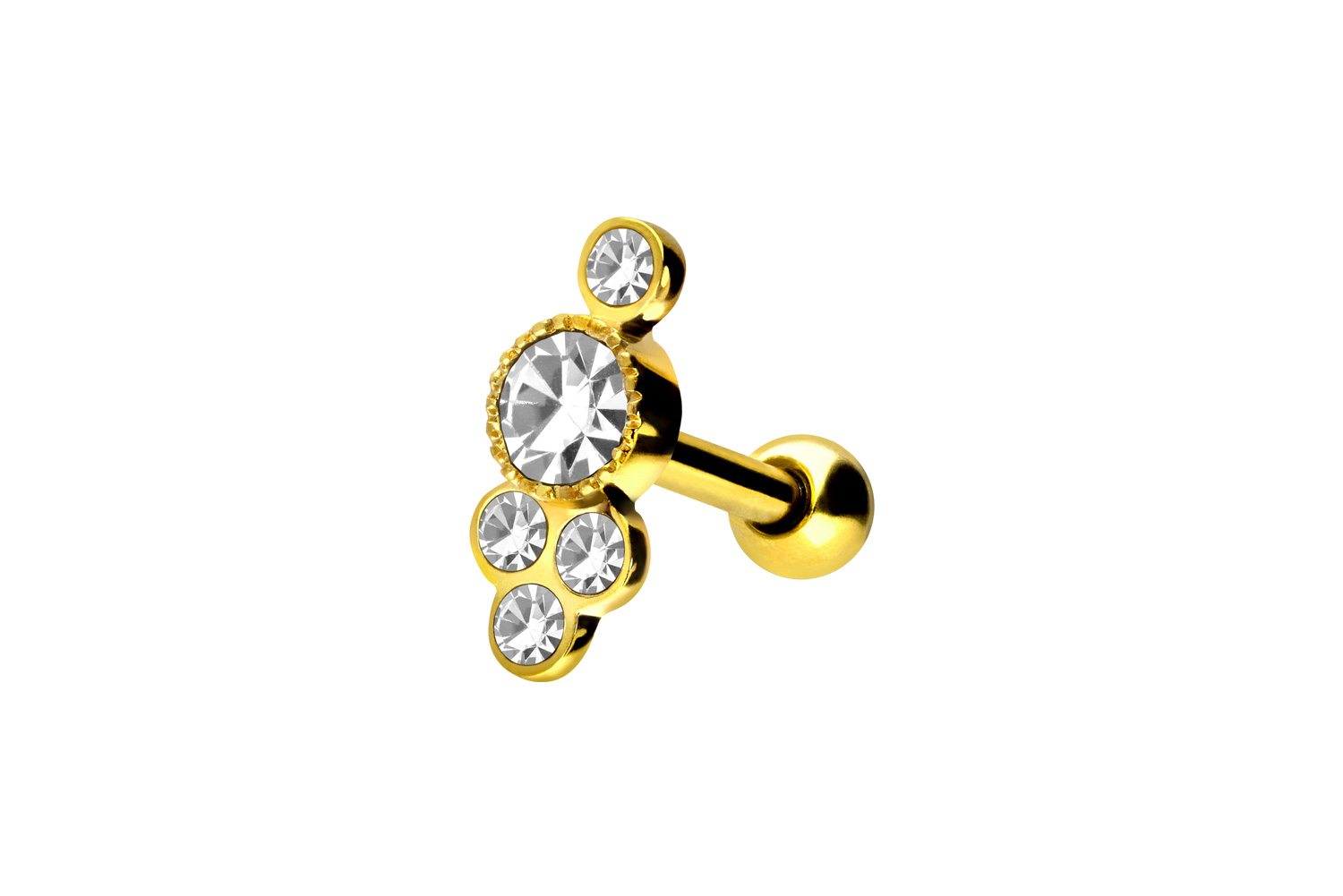 Chirurgenstahl Ohrpiercing ORIENTALISCHES DESIGN + 5 KRISTALLE